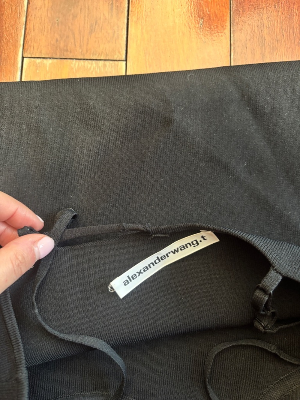 alexanderwang.t Sleek Black Spaghetti-Strap Bodycon Dress Black Mini Dress - Picture 2 of 2